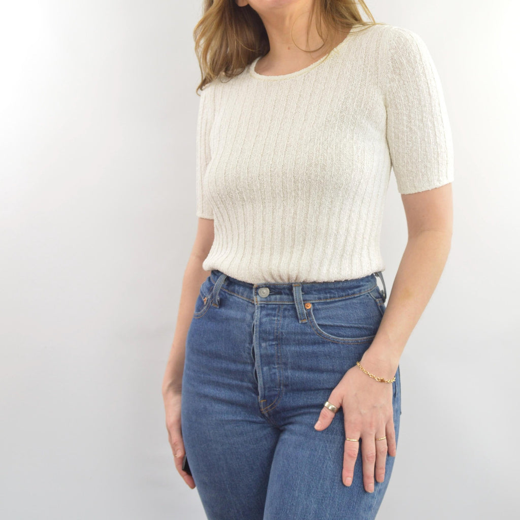 ivory nubby knit sweater tee