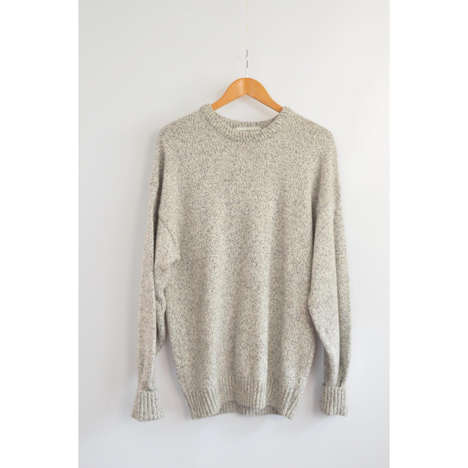 gray marled cotton and wool blend northwoods crew neck