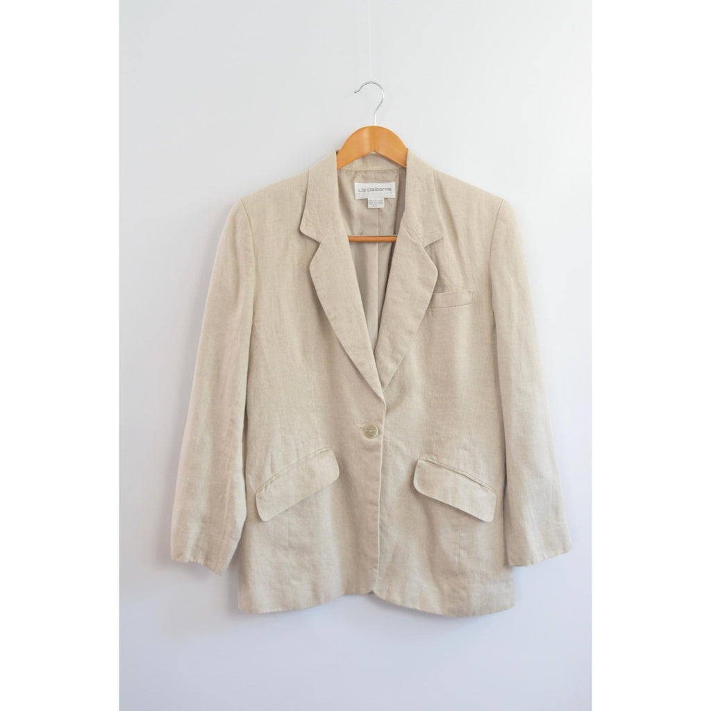 pure linen vintage liz claiborne single button blazer