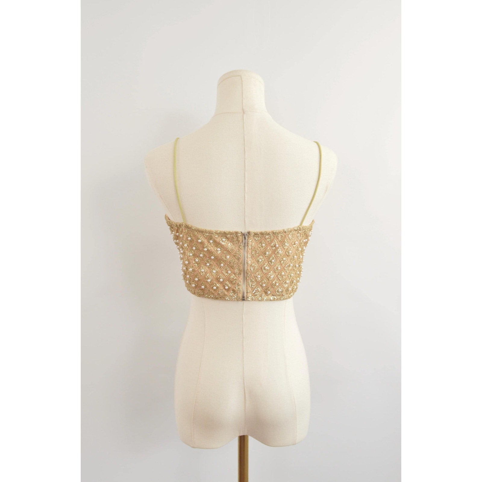gold pearl and glitter vintage crop top