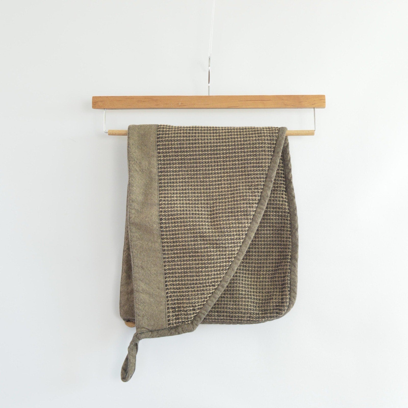 beige and black cotton hair towel