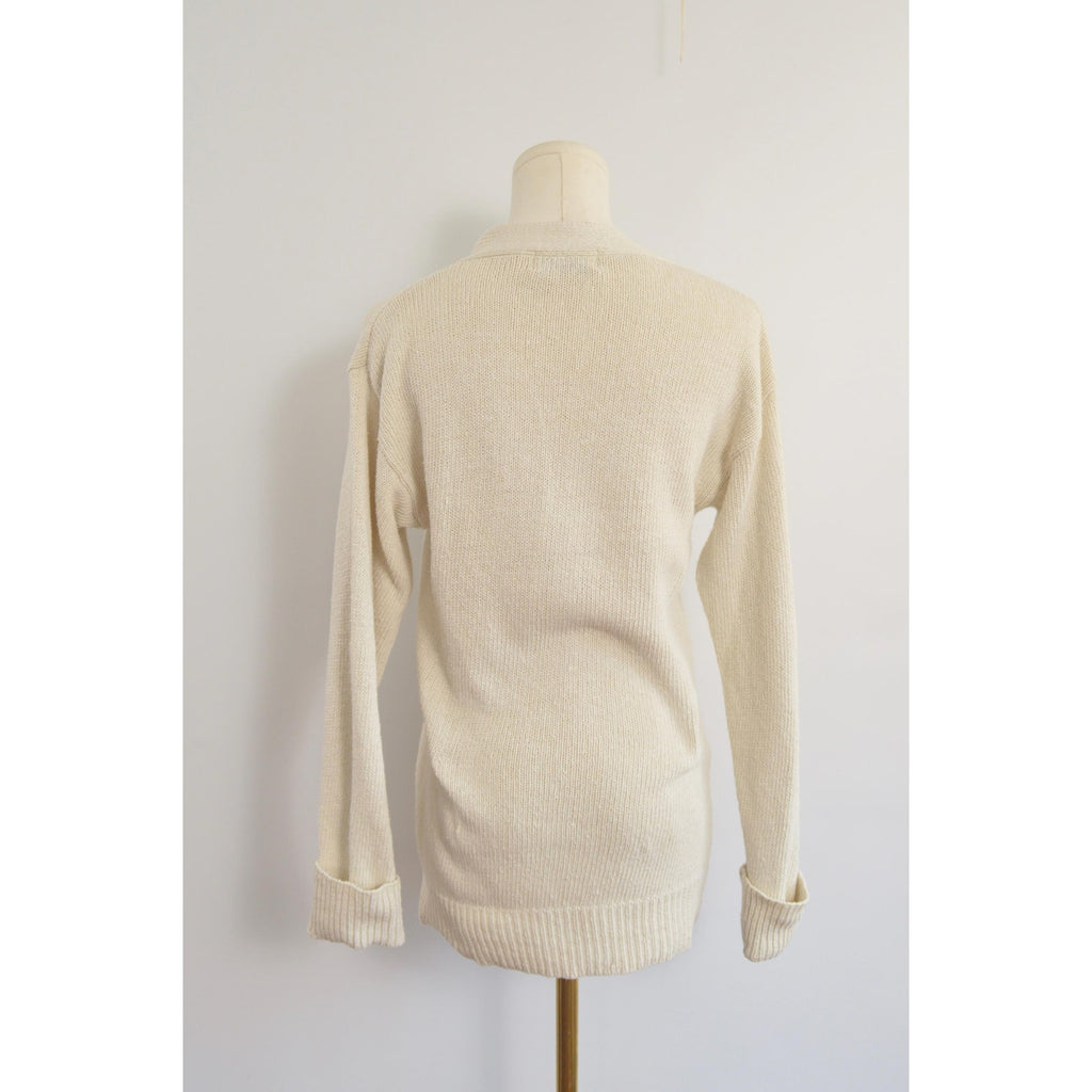 simple off-white silk and cotton blend cardigan