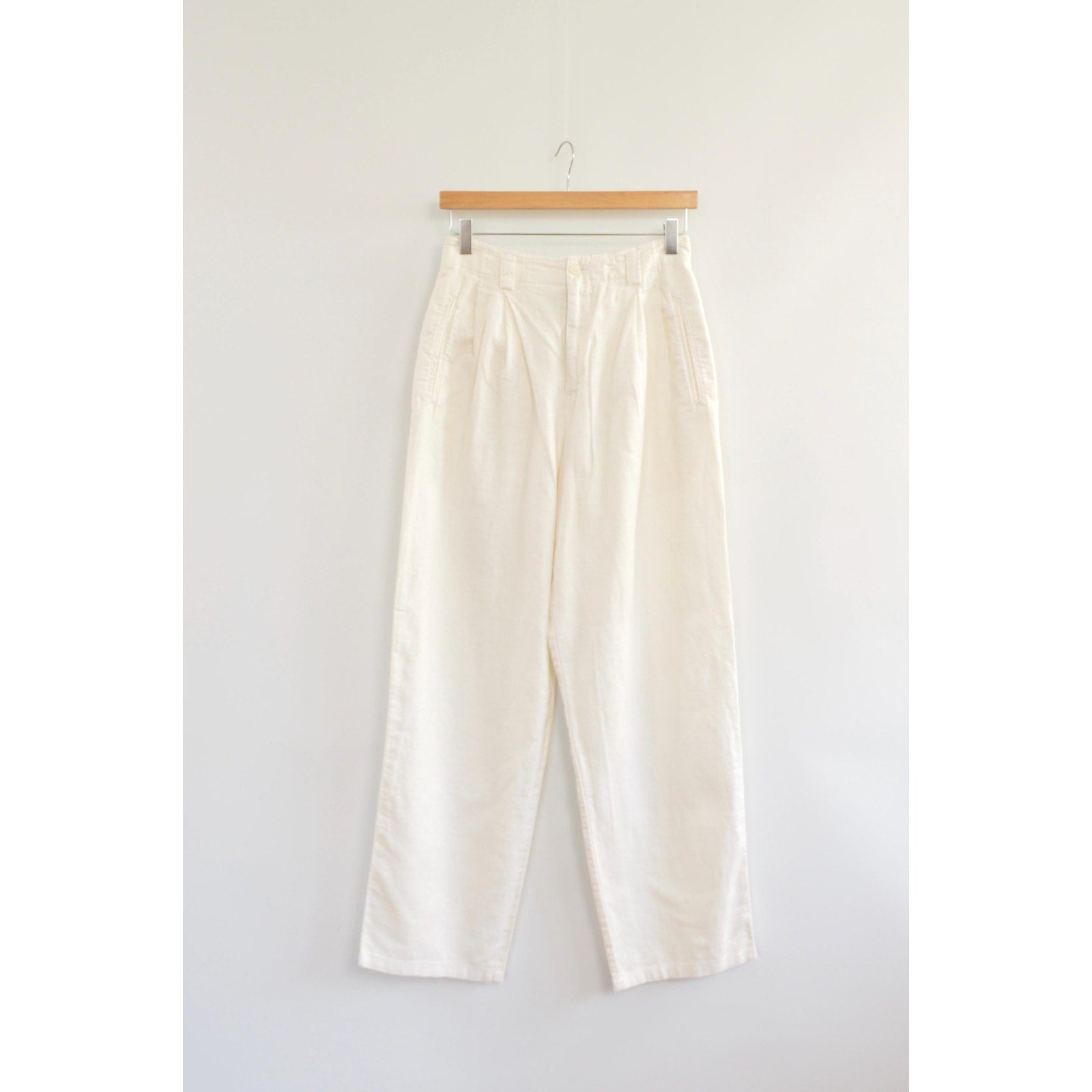 vintage white liz sport linen and cotton straight leg pants