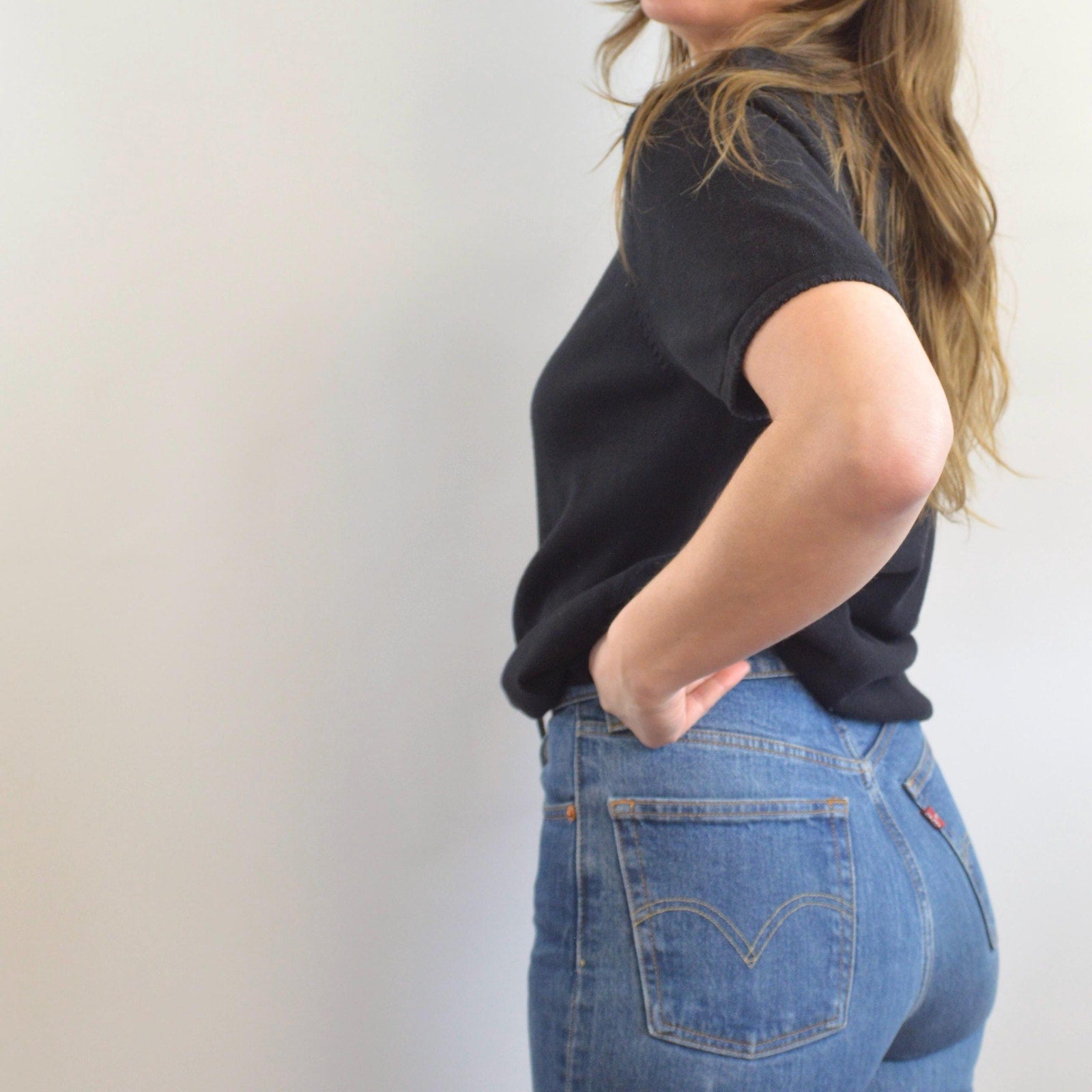 sweet little embroidered vintage black sweater tee