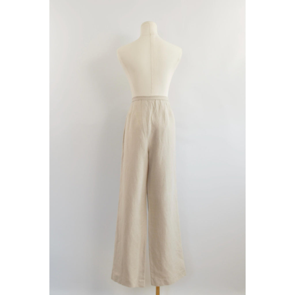 vintage covington petite fully lined high waisted beige wide leg pants