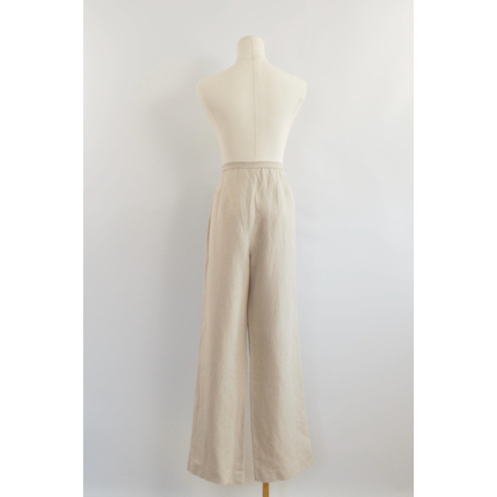 vintage covington petite fully lined high waisted beige wide leg pants