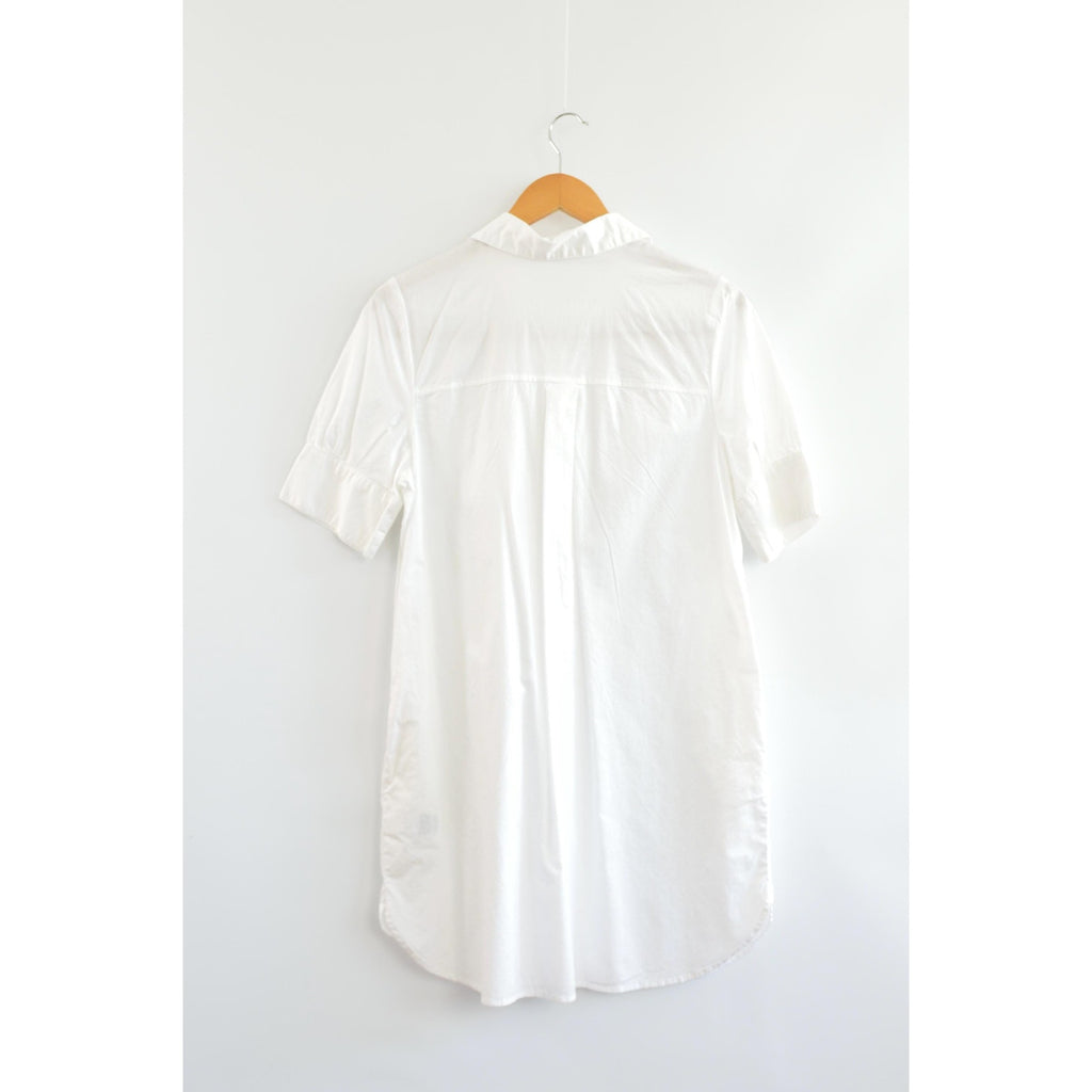 white cotton mini shirt dress