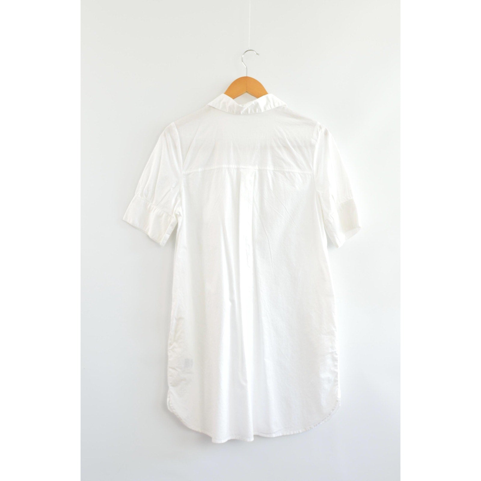 white cotton mini shirt dress