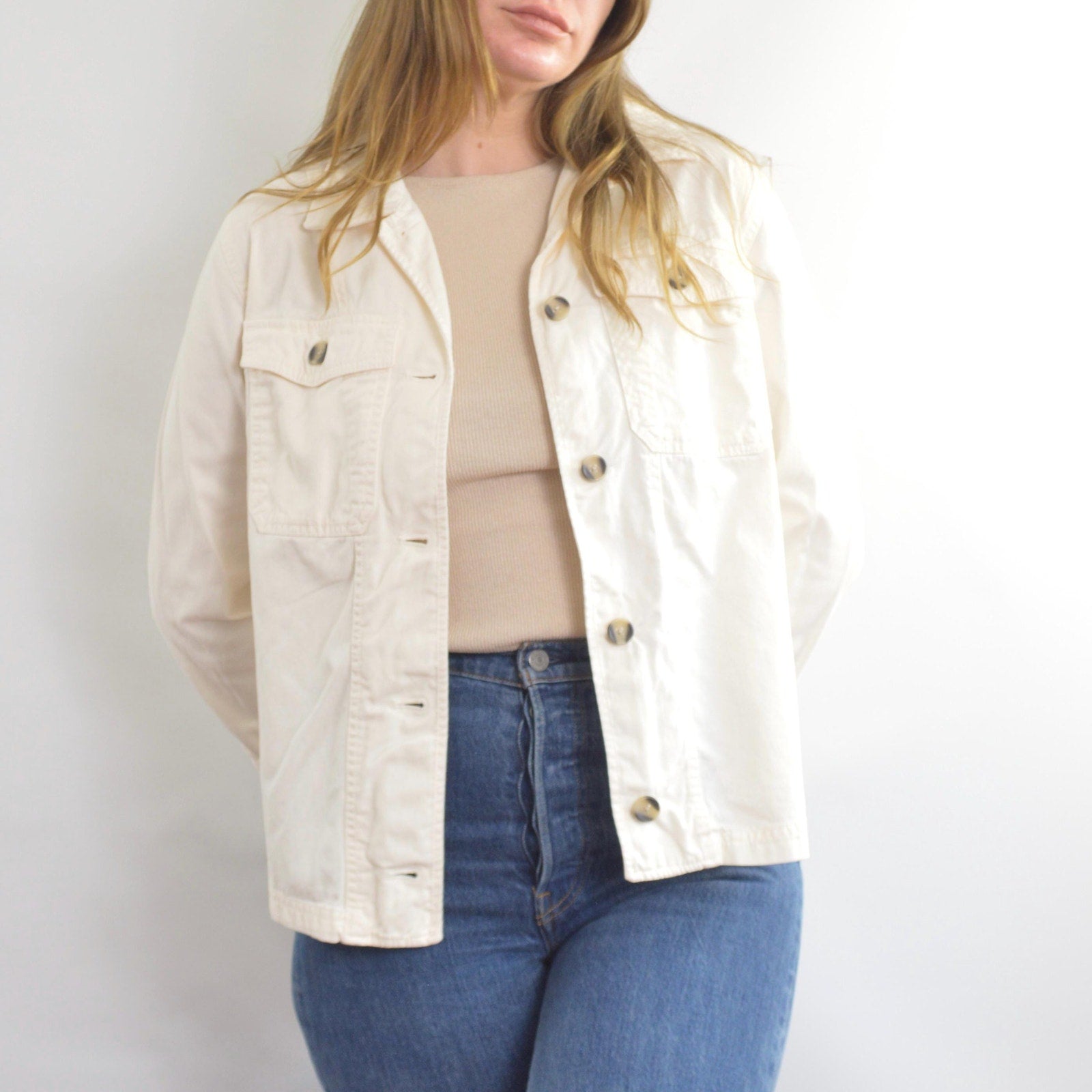 off white cropped cotton jacket