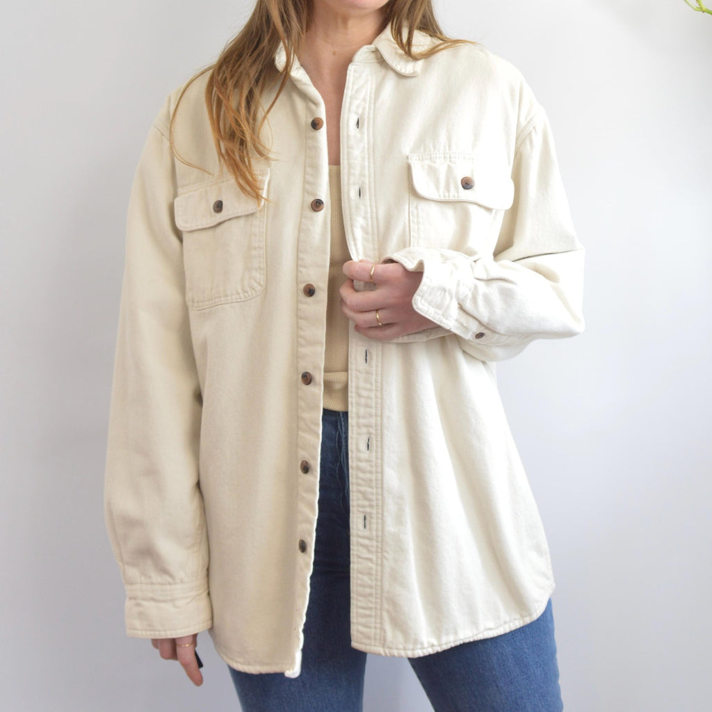 fleece lined cream cotton chore coat