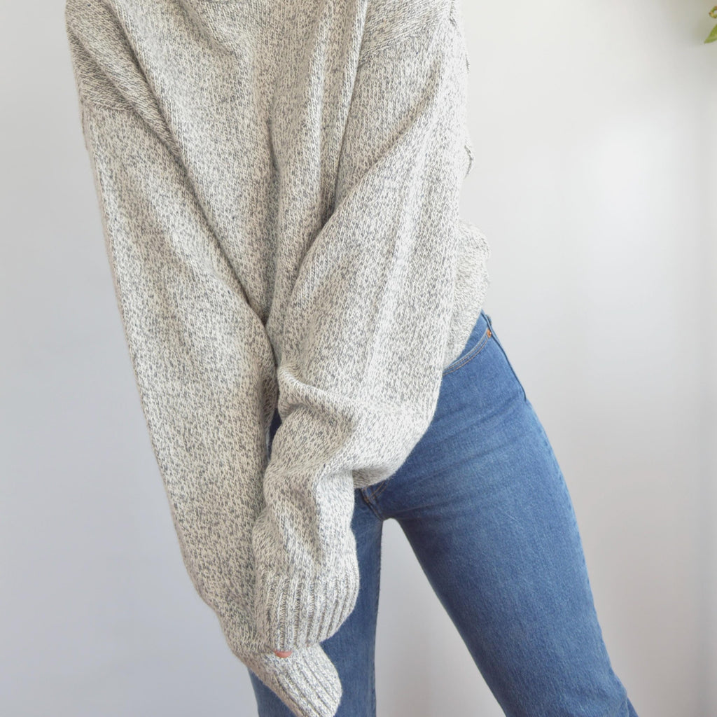 gray marled cotton and wool blend northwoods crew neck