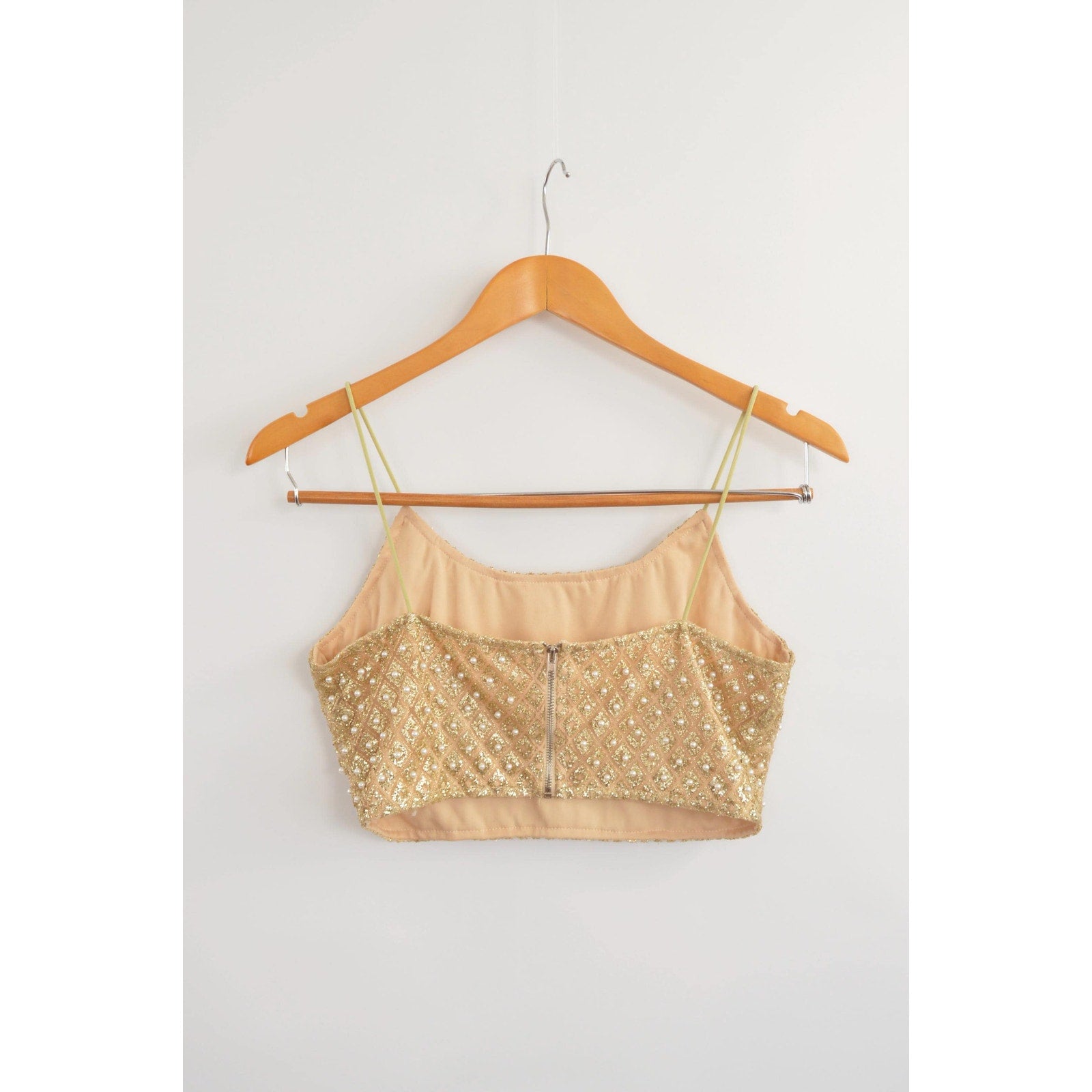 gold pearl and glitter vintage crop top