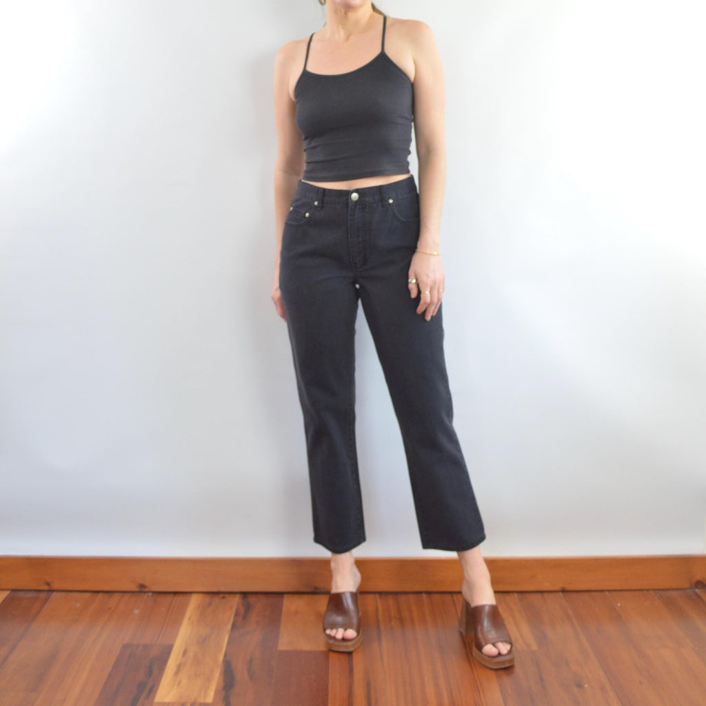 30 x 28 black tapered high waisted LA blues vintage denim