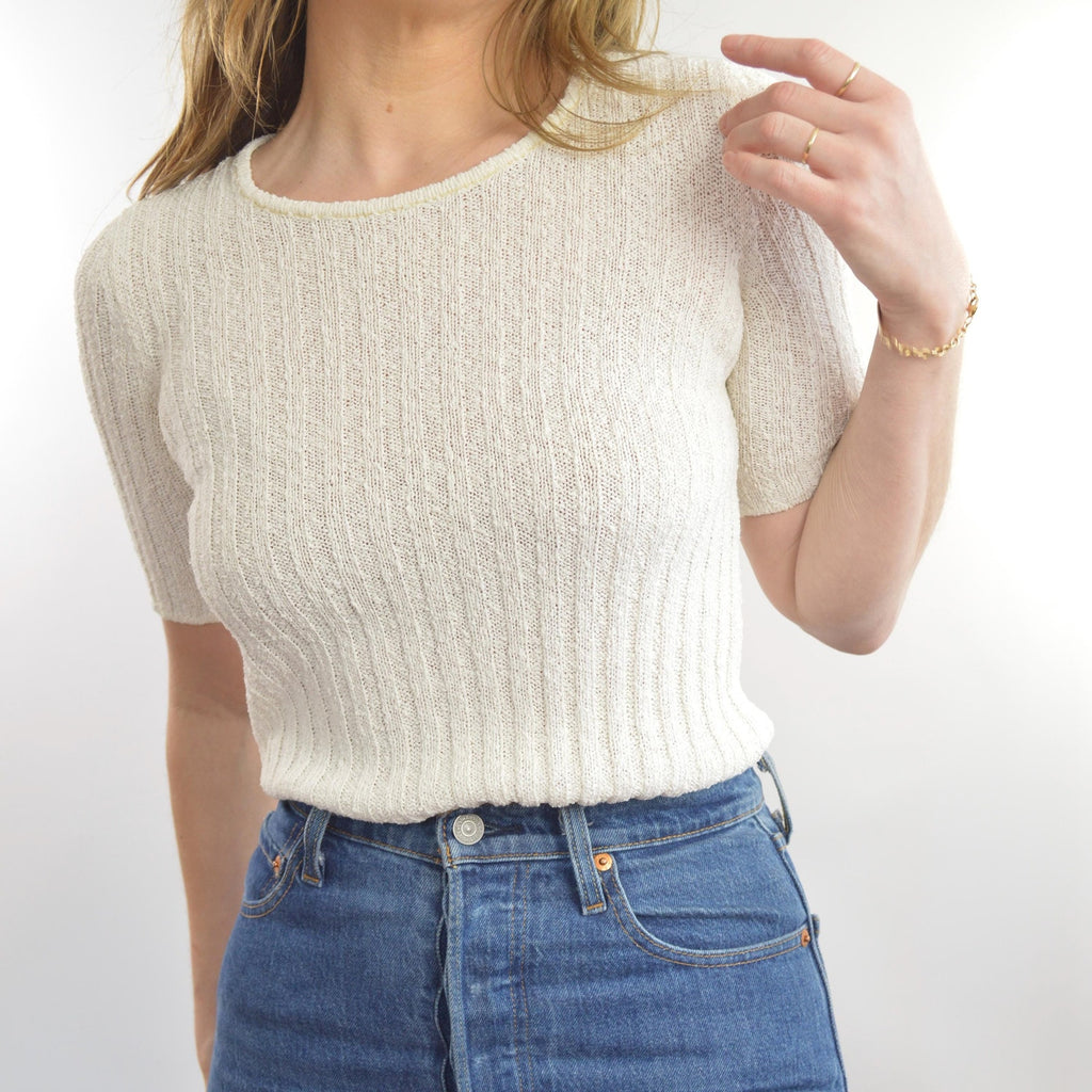 ivory nubby knit sweater tee