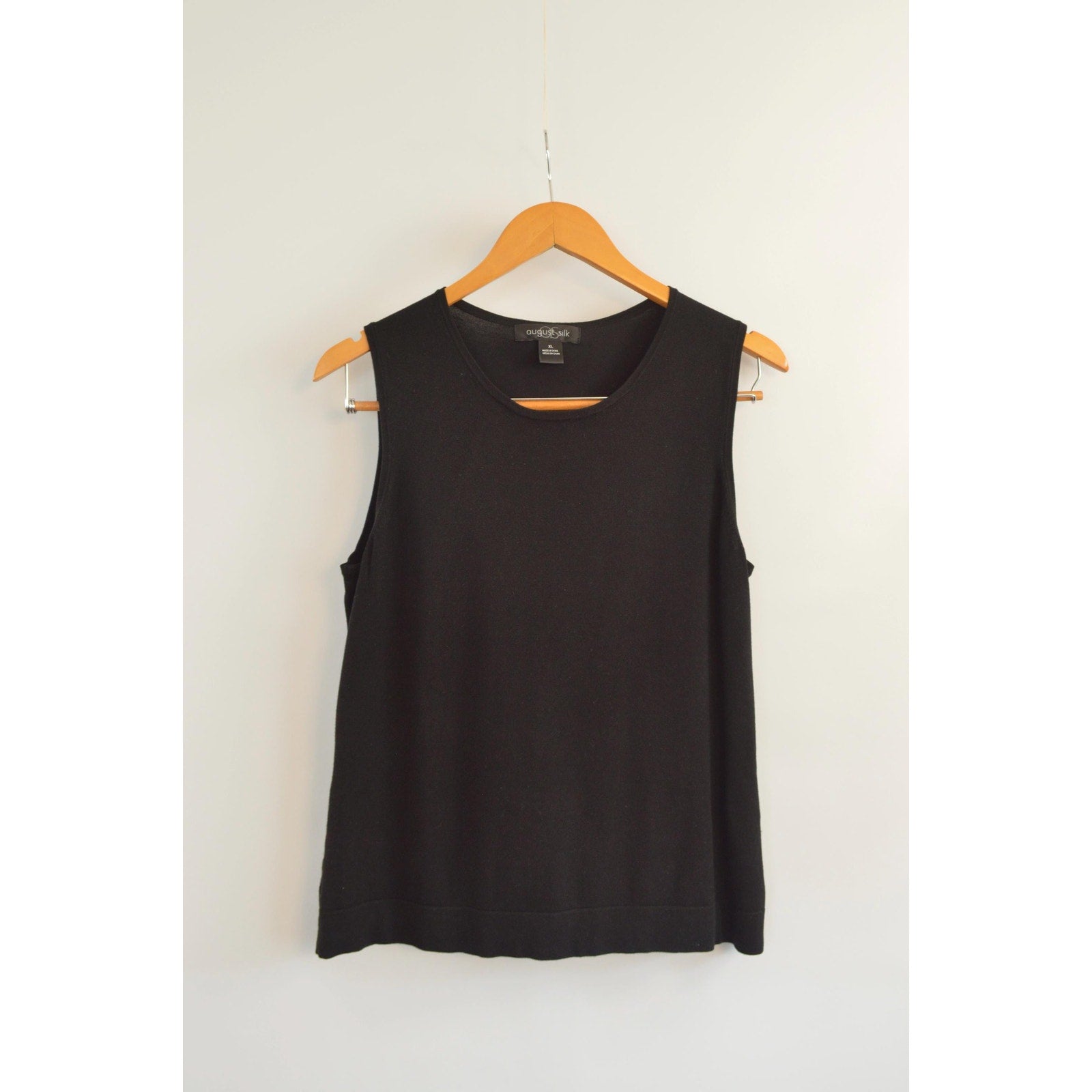 lightweight silk blend slinky black sweater tank