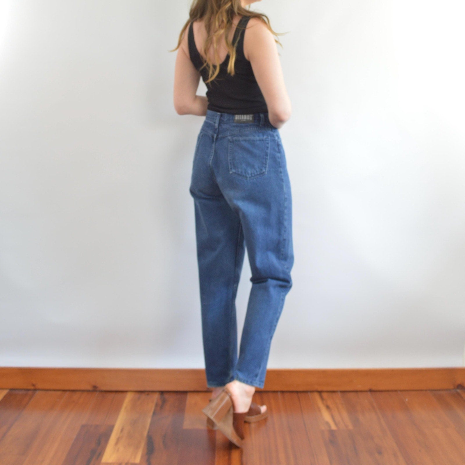 over dyed dark wash vintage high waisted straight leg gitanos