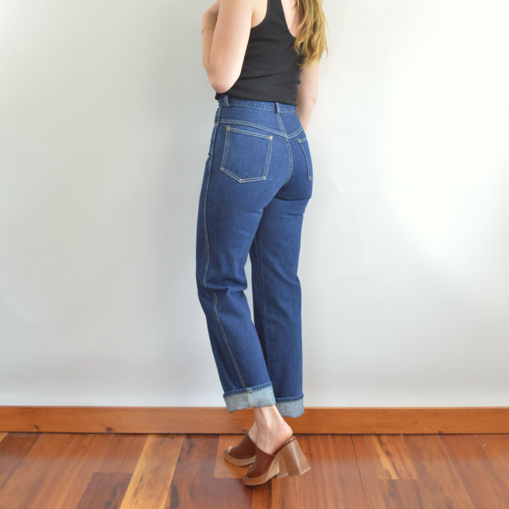27 x 32.5 high rise dark wash straight wide leg vintage anne klein denim