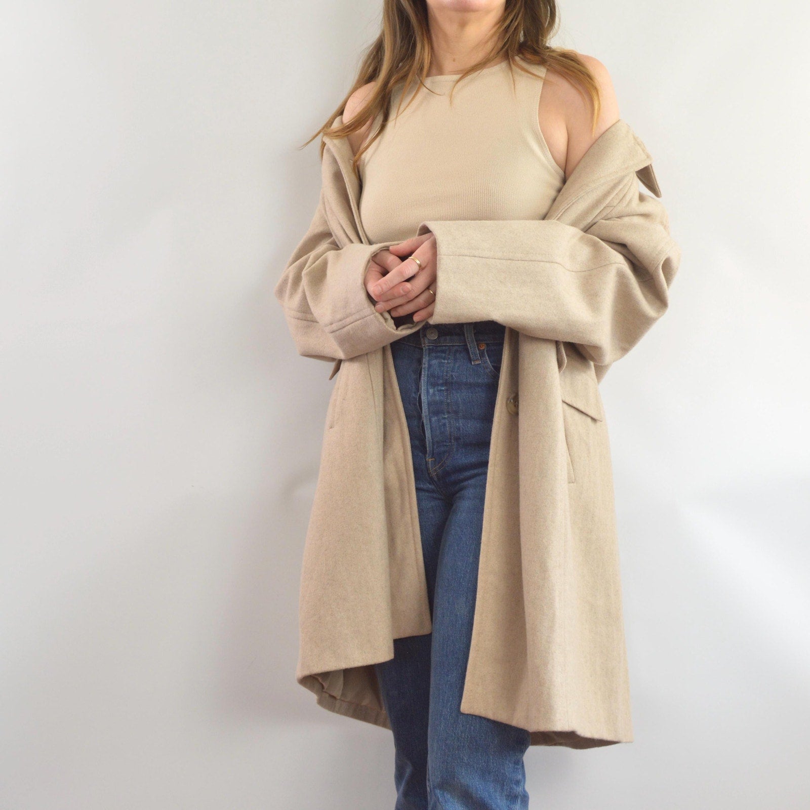 perfect mid length light beige vintage london fog wool overcoat