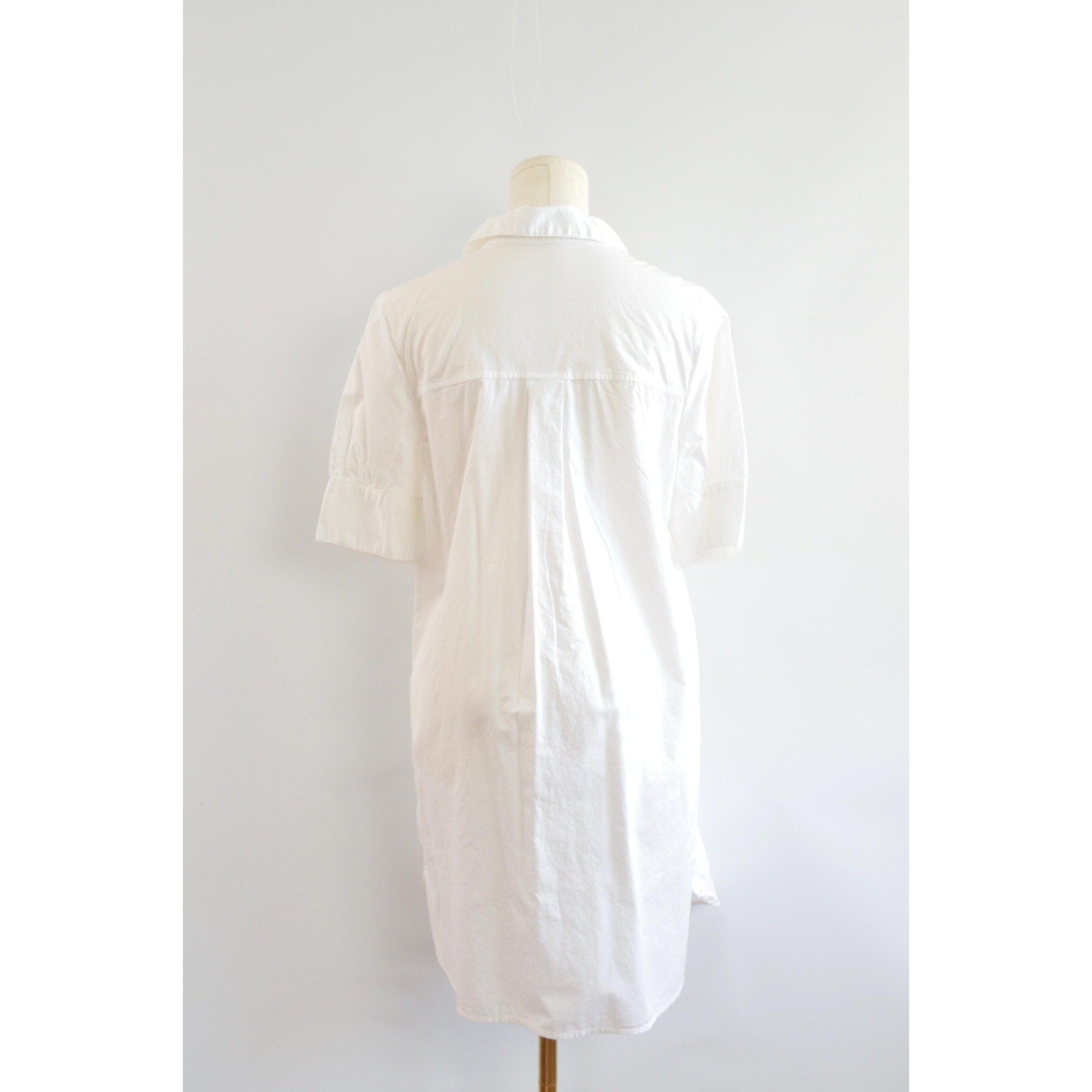 white cotton mini shirt dress