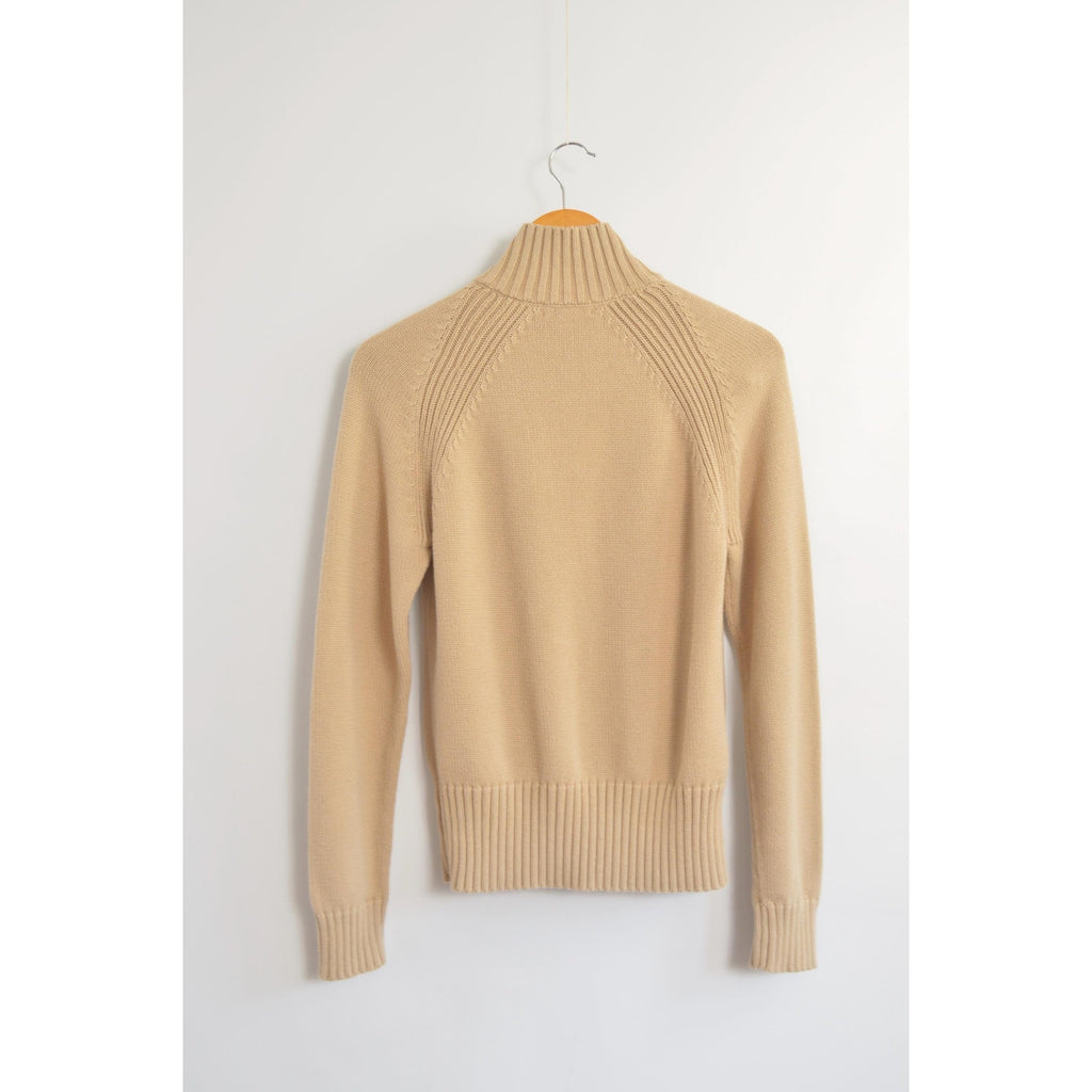 dark beige zip up calvin klein turtleneck sweater