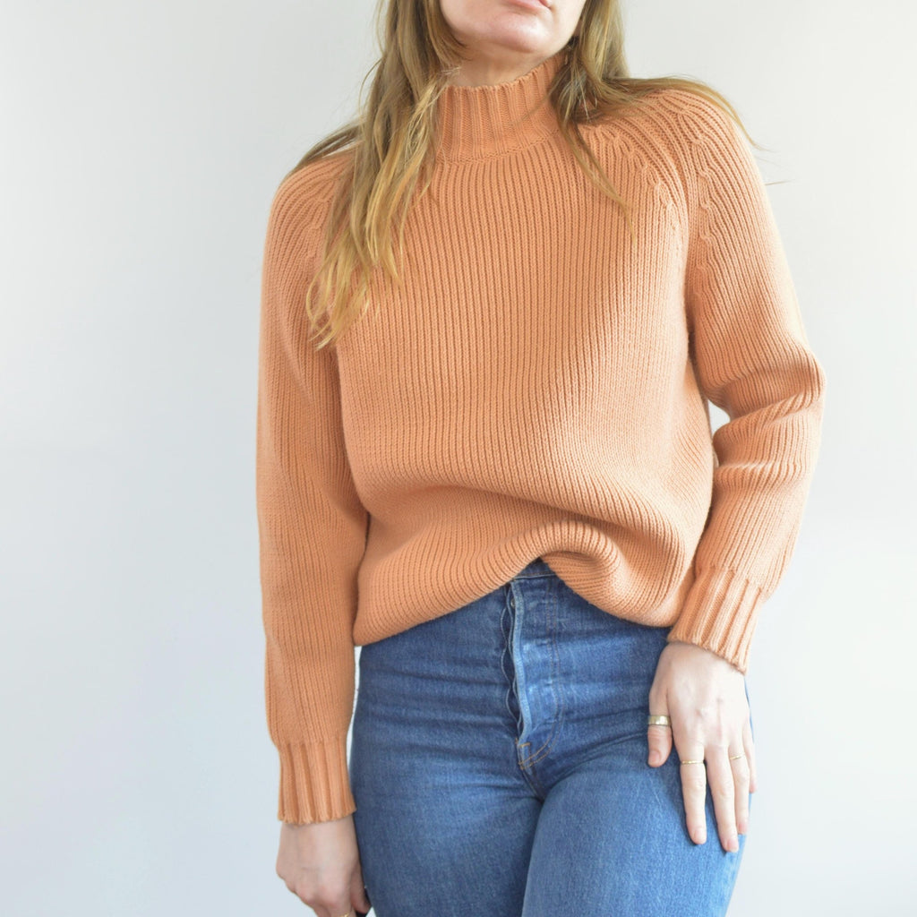 thick cotton peachy vintage orvis turtleneck sweater