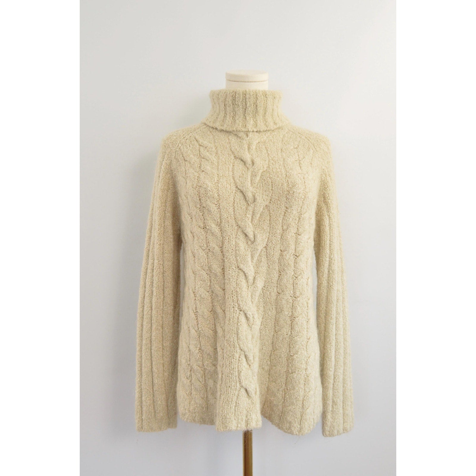 vintage express taupe grey/beige mohair blend turtleneck
