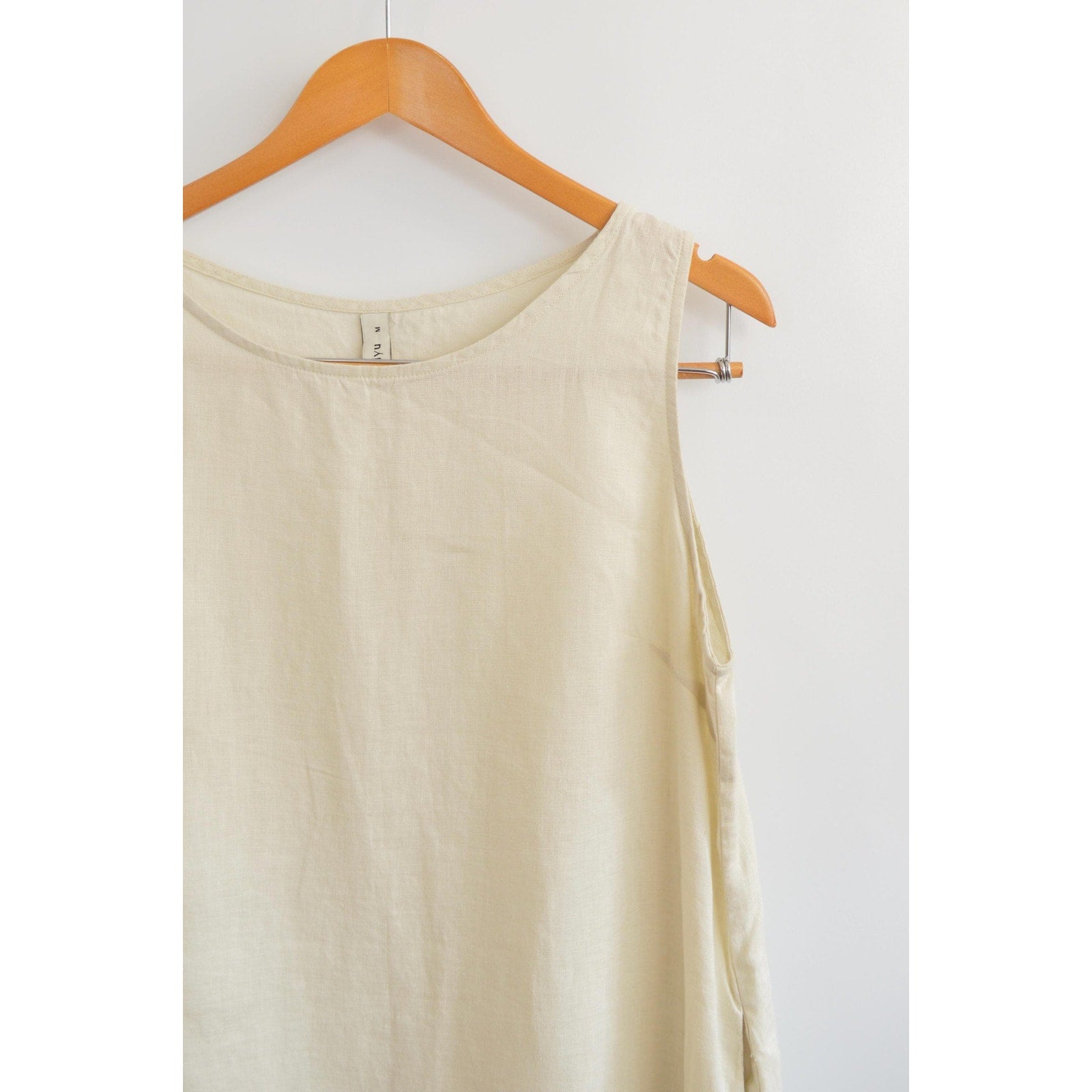 light beige linen tent tank dress with pockets