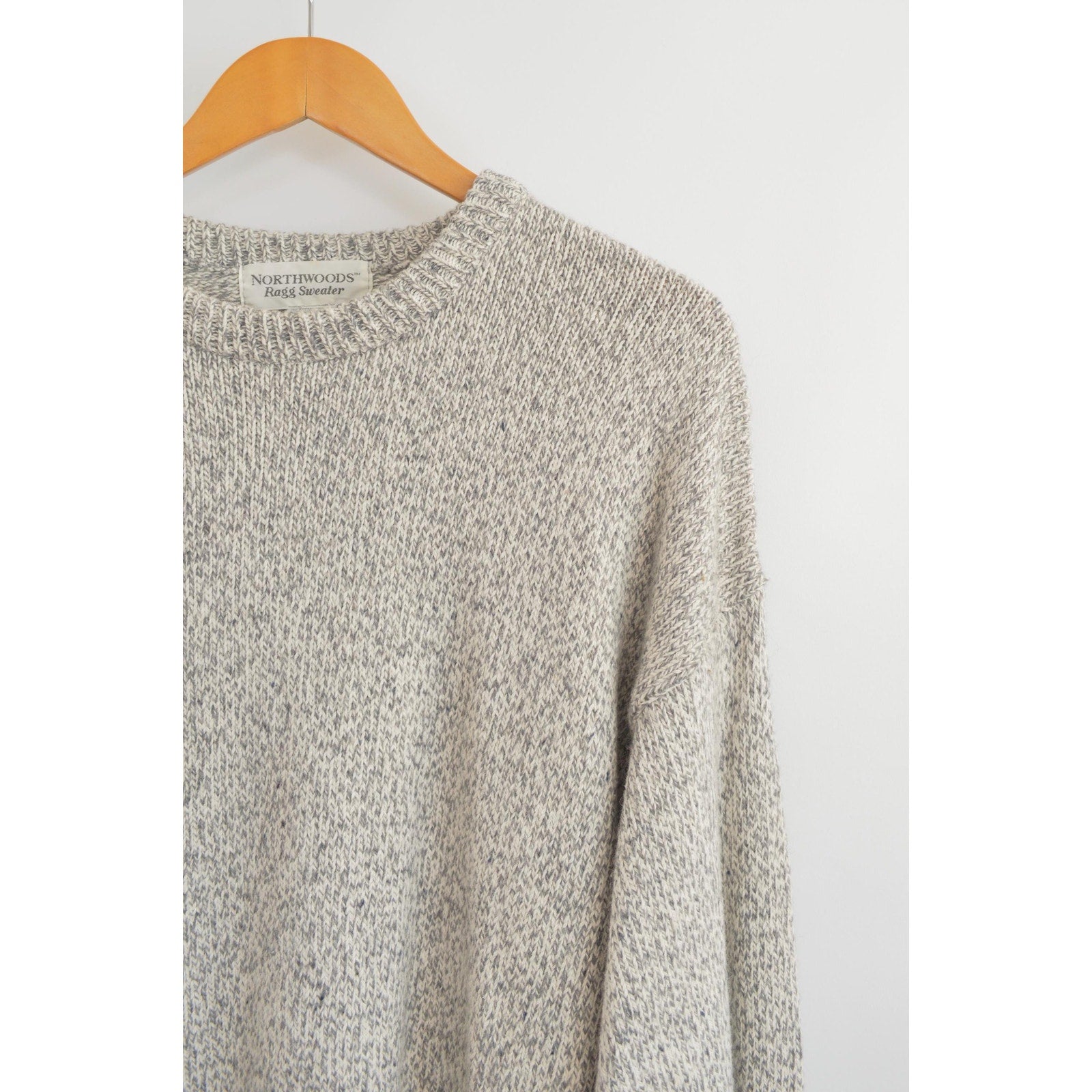 gray marled cotton and wool blend northwoods crew neck