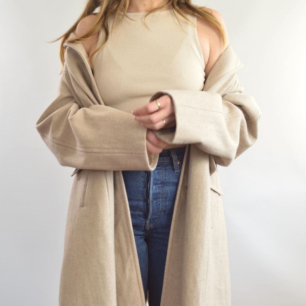 perfect mid length light beige vintage london fog wool overcoat