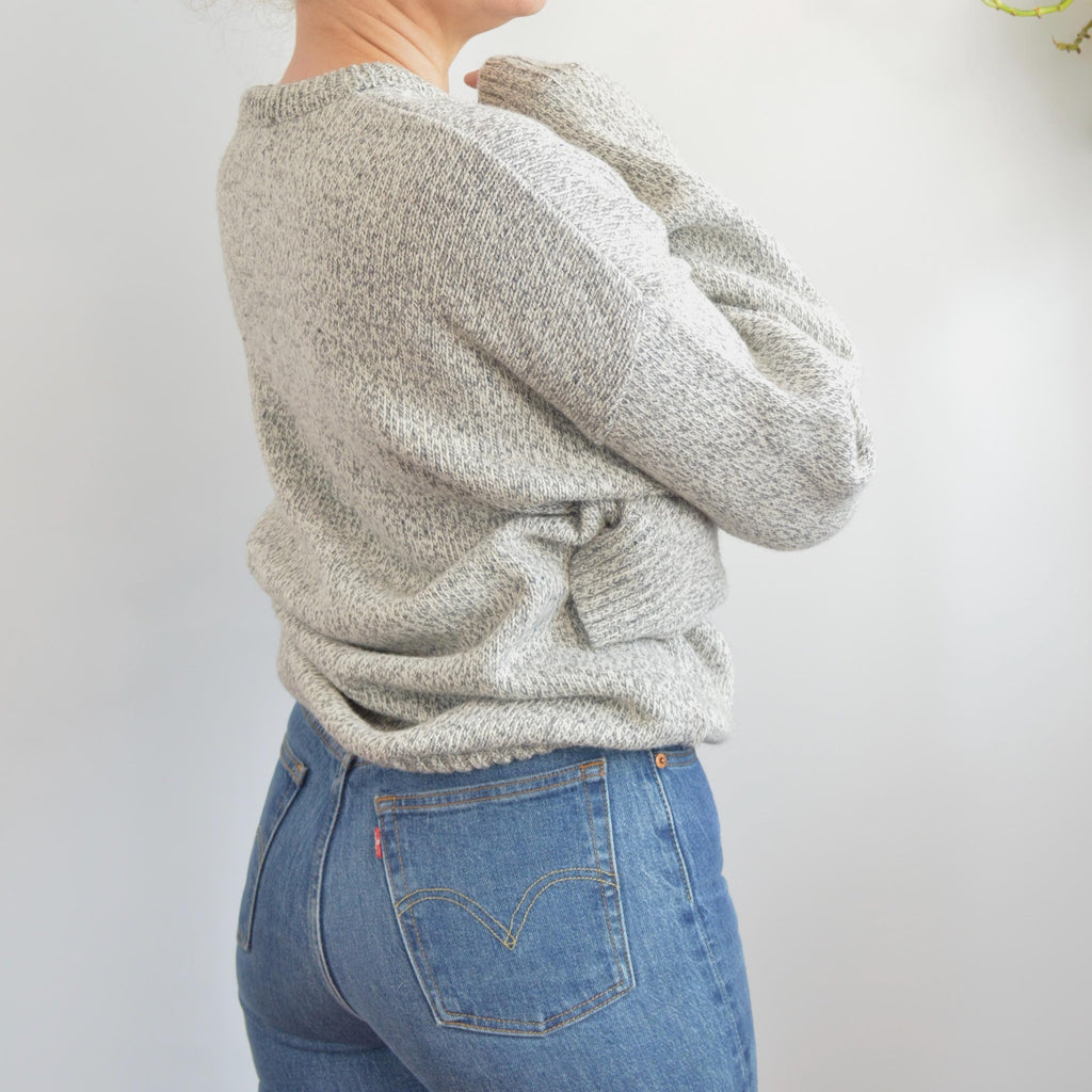 gray marled cotton and wool blend northwoods crew neck