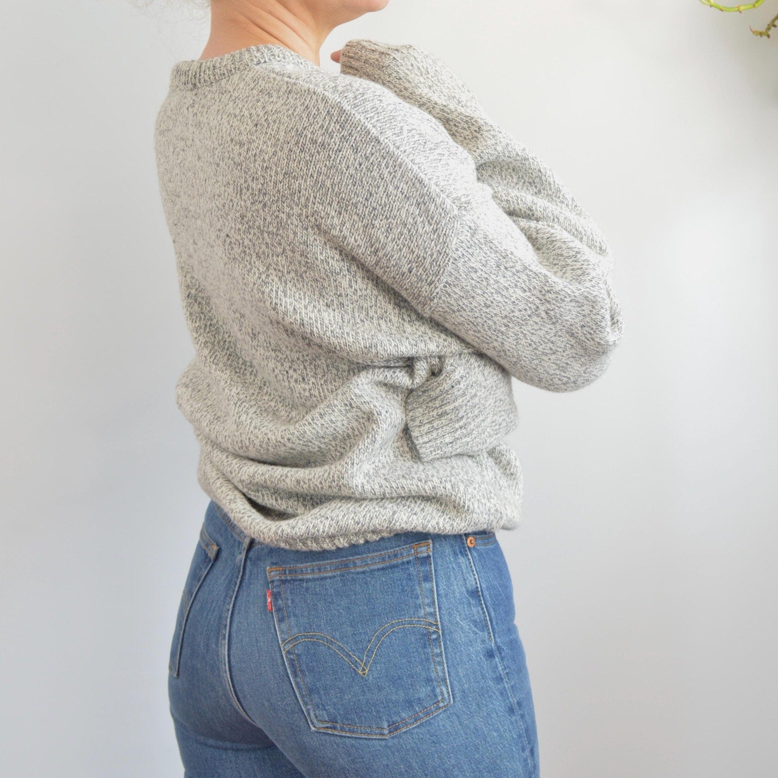 gray marled cotton and wool blend northwoods crew neck
