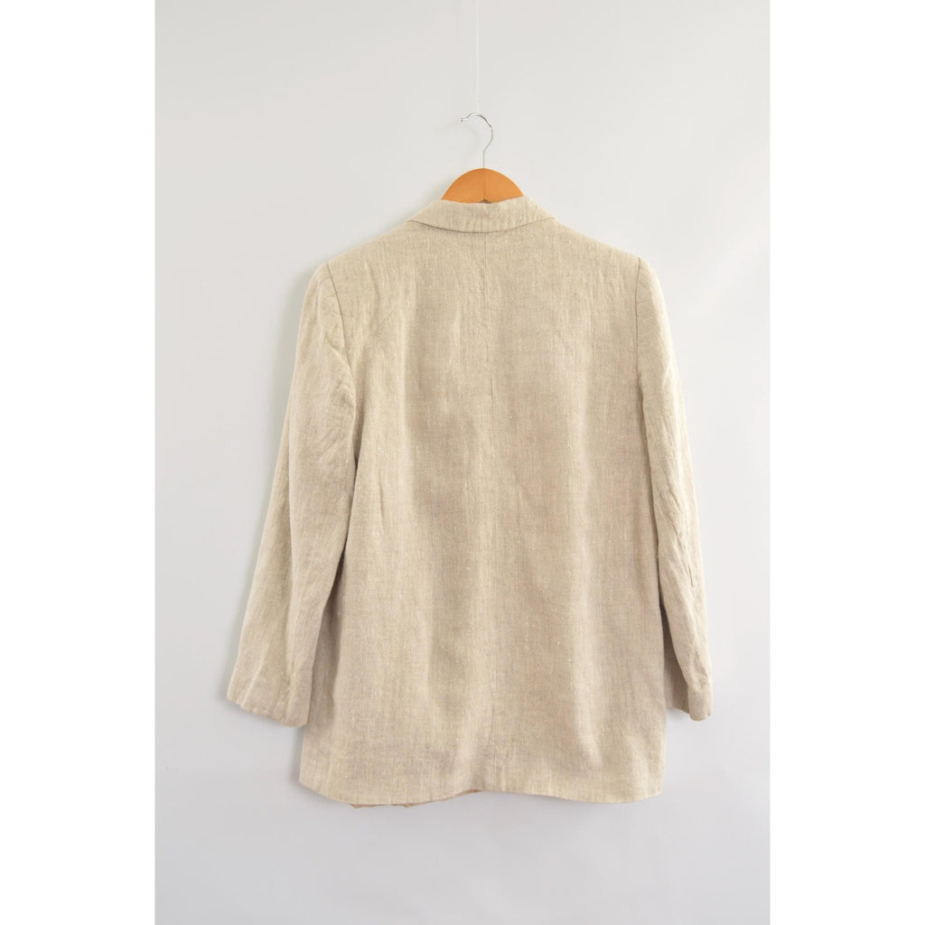 vintage oatmeal beige 100% linen blazer