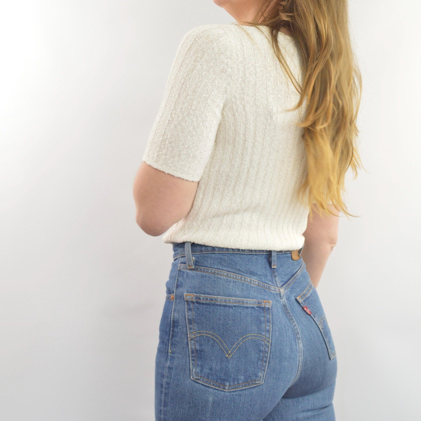 ivory nubby knit sweater tee