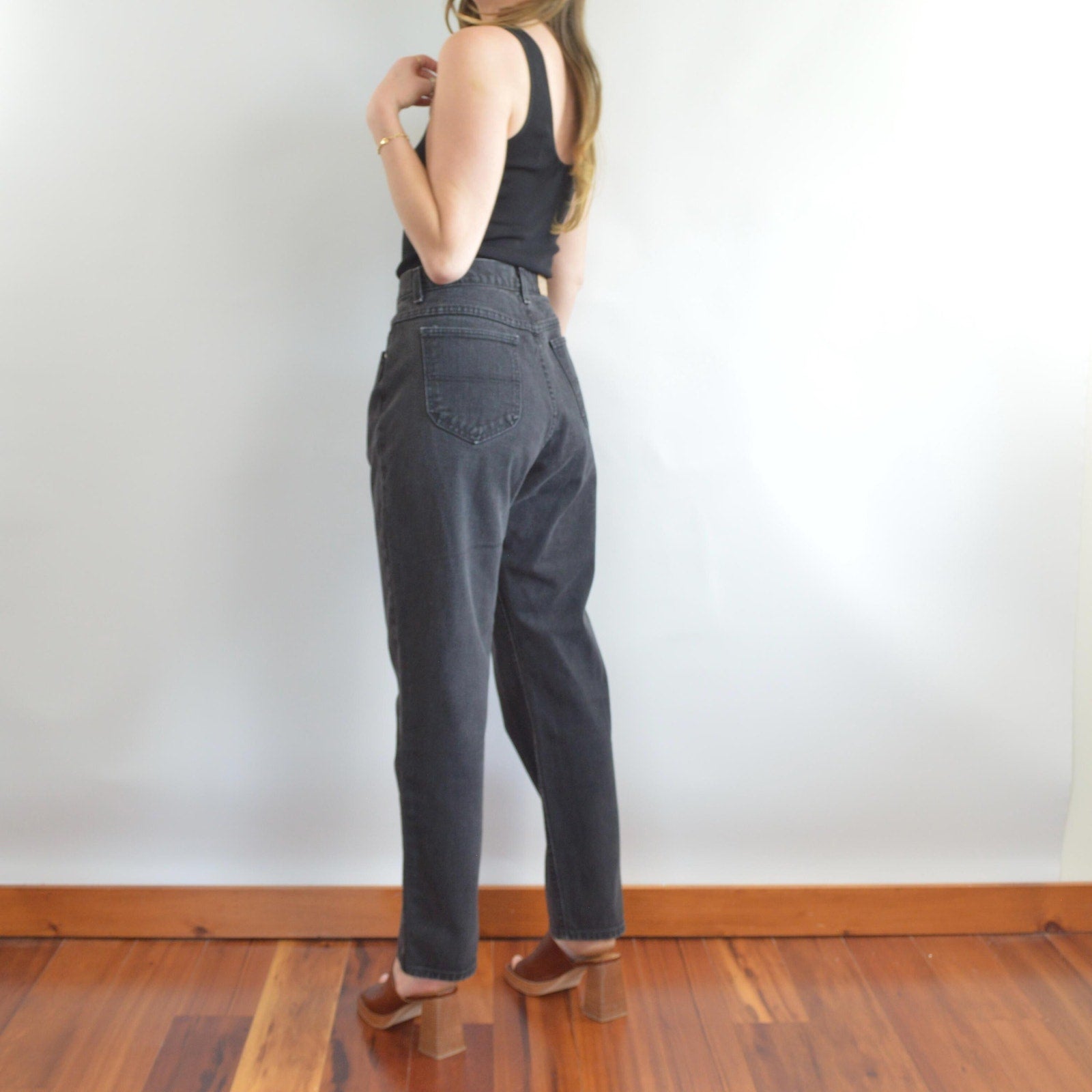 33 x 31 faded black high rise vintage wide straight leg riders