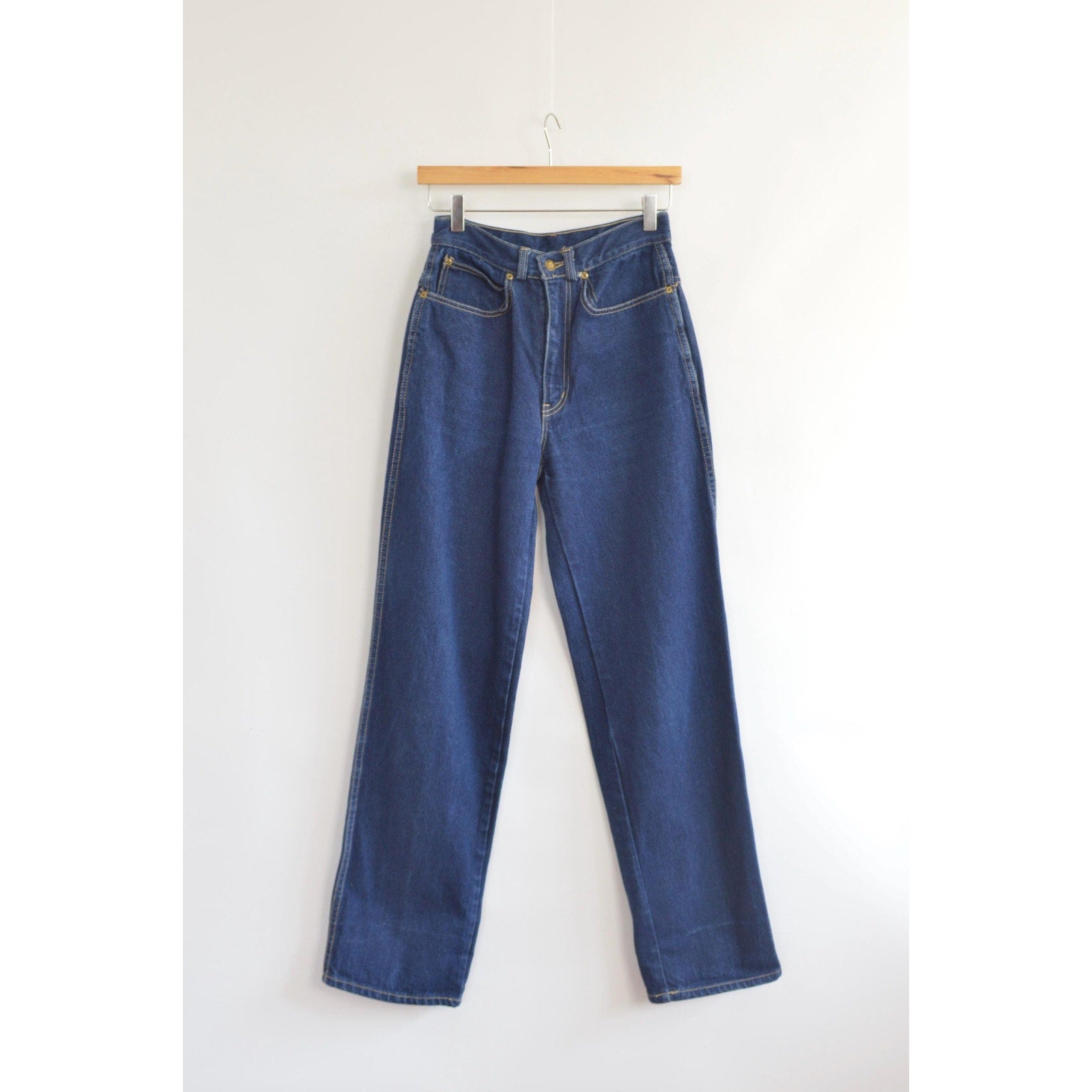 27 x 32.5 high rise dark wash straight wide leg vintage anne klein denim