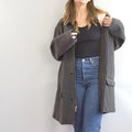 charcoal gray wool and cashmere blend mid length winter coat