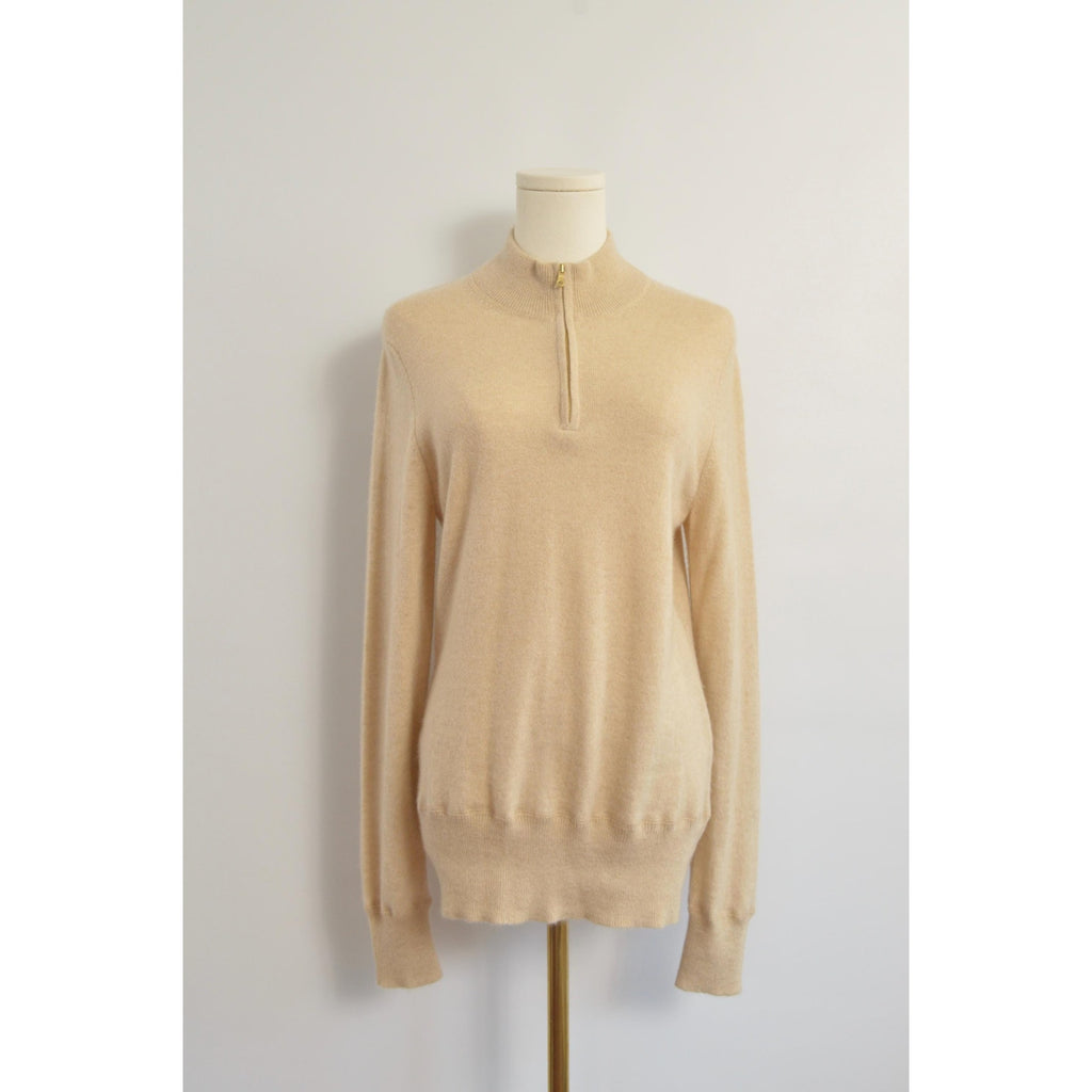 perfect oatmeal cashmere half zip sweater