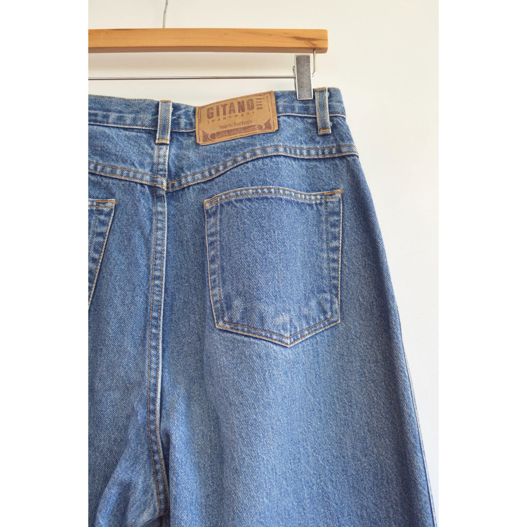 32 x 33 vintage high waisted long length gitano mid wash denim