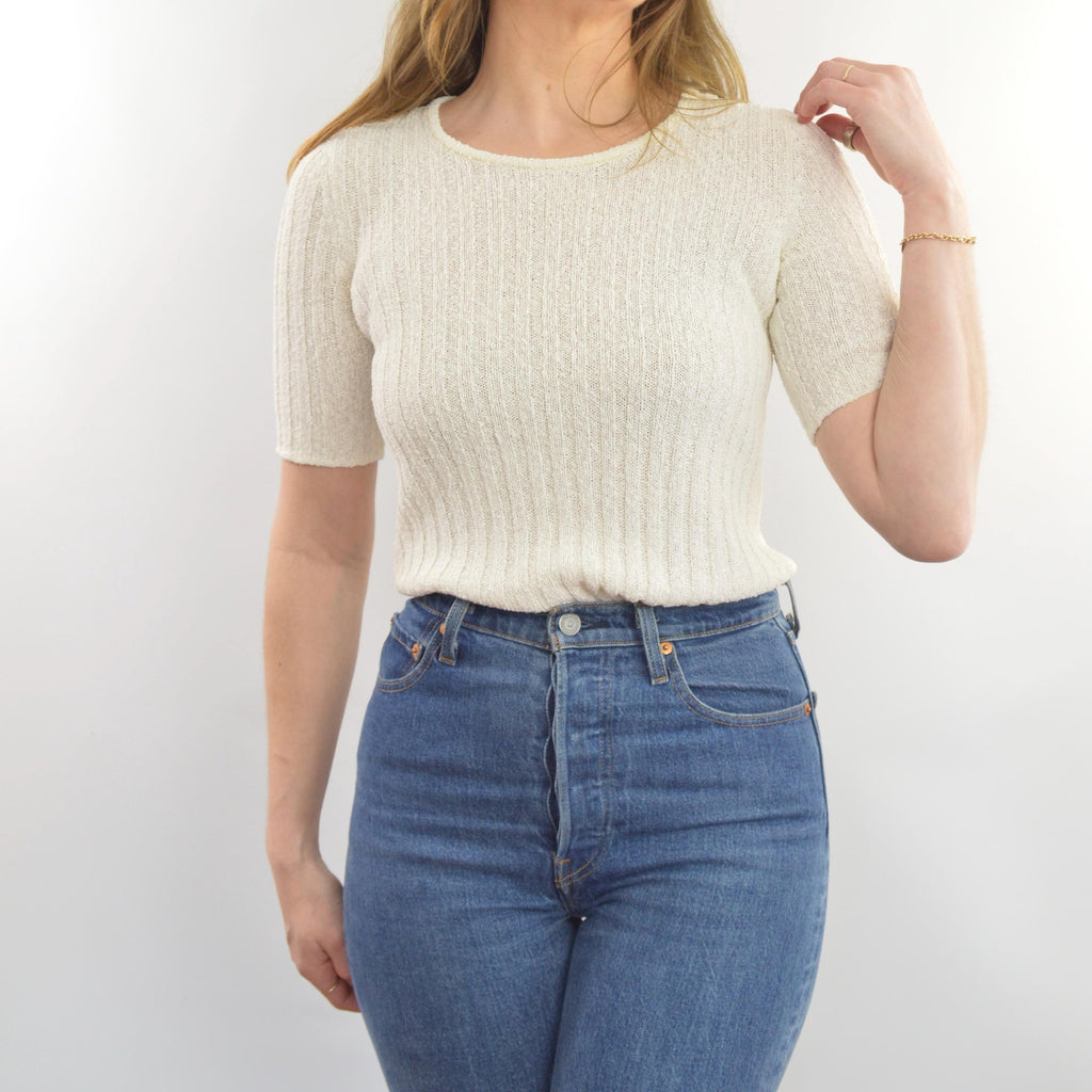 ivory nubby knit sweater tee