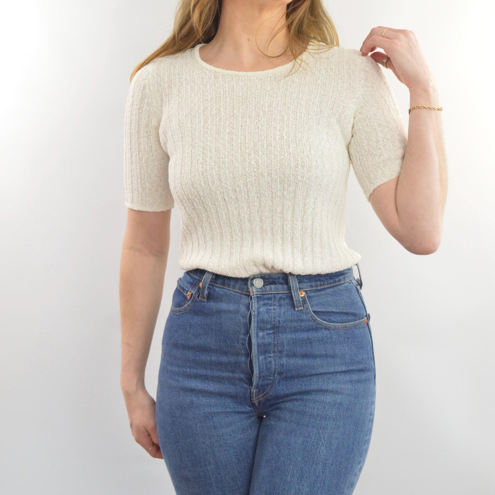 ivory nubby knit sweater tee