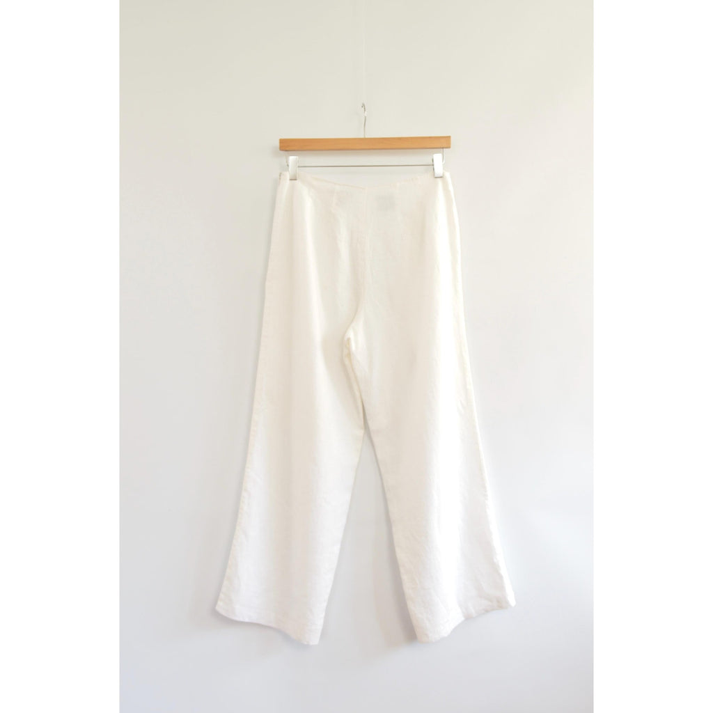fully lined white irish linen cropped embroidered pants