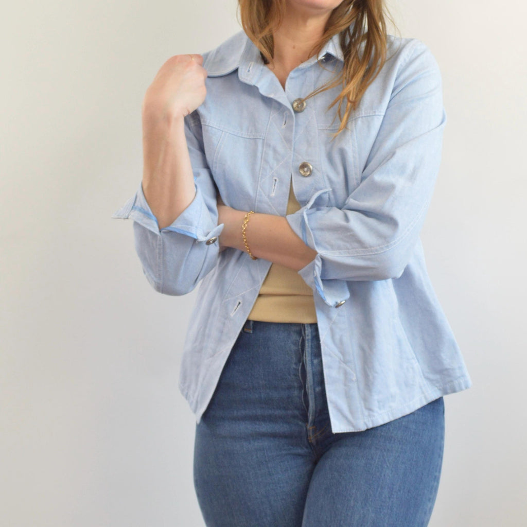 light wash cotton denim vintage western style shirt jac