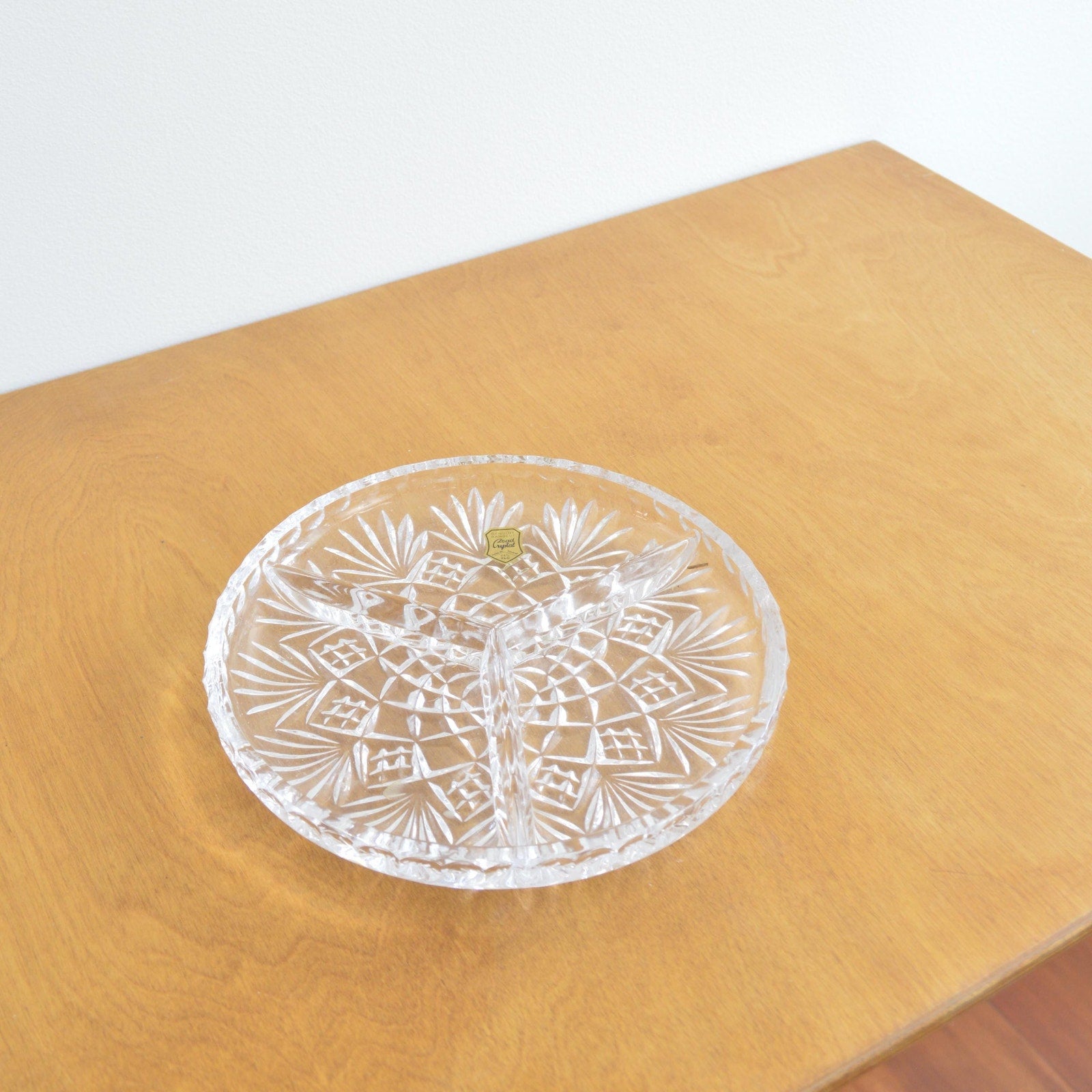 three sectioned genuine crystal tray