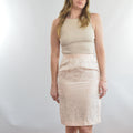 light pink floral embossed 100% silk vintage knee length skirt