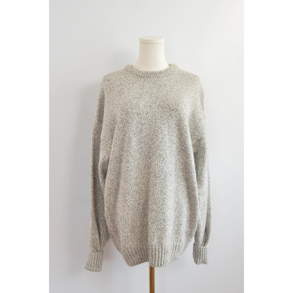 gray marled cotton and wool blend northwoods crew neck