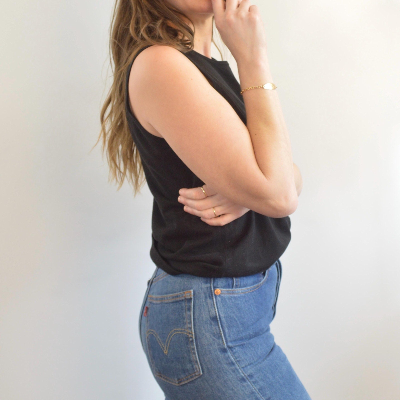 lightweight silk blend slinky black sweater tank