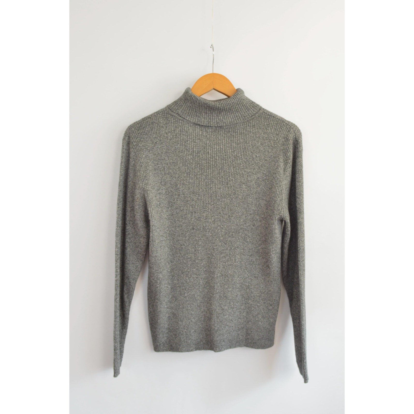 charcoal gray speckled pure cotton vintage liz claiborne sport turtleneck