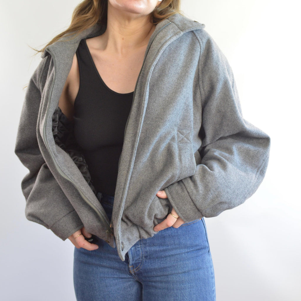 gray wool vintage member’s only bomber jacket