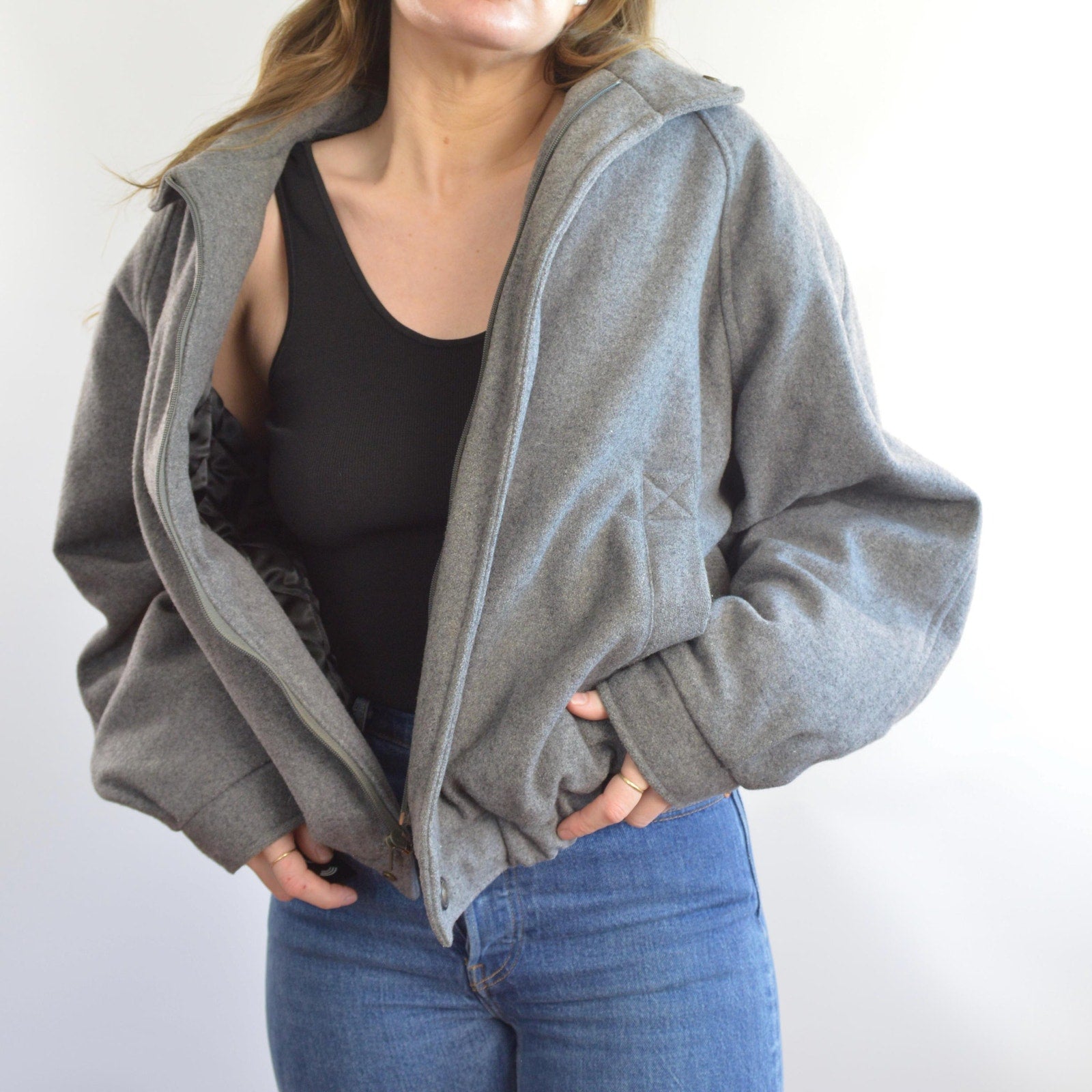 gray wool vintage member’s only bomber jacket