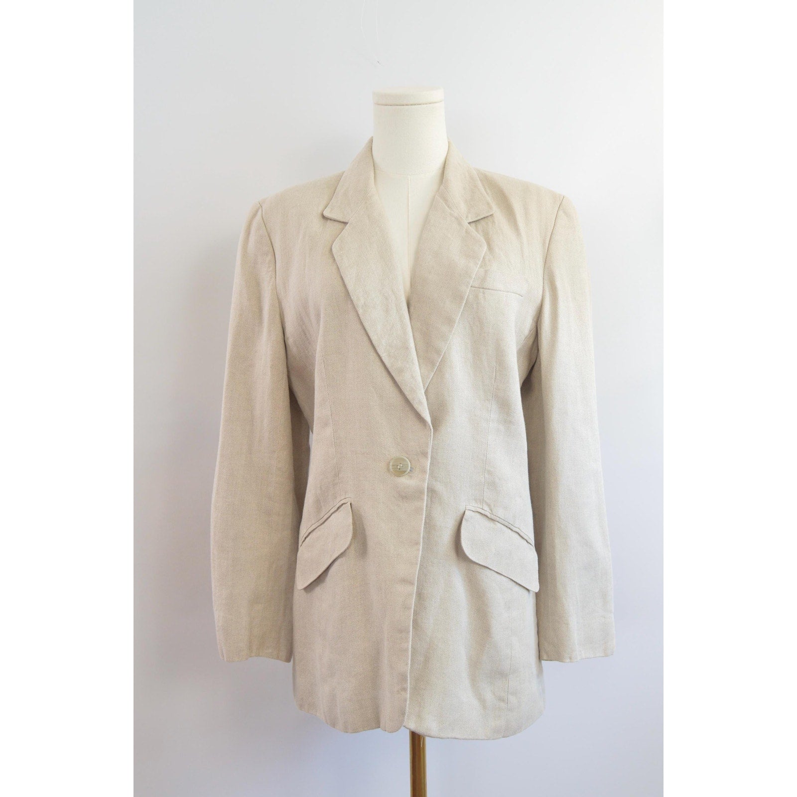pure linen vintage liz claiborne single button blazer